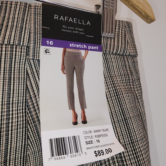 Rafaella Women's Pull-On Stretch Ankle Pant Size 14 Plaid Academia Preppy Office - Picture 3 of 11